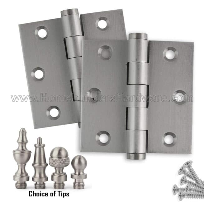 Door Hinges 3 X 3 Solid Brass Satin Nickel Us15