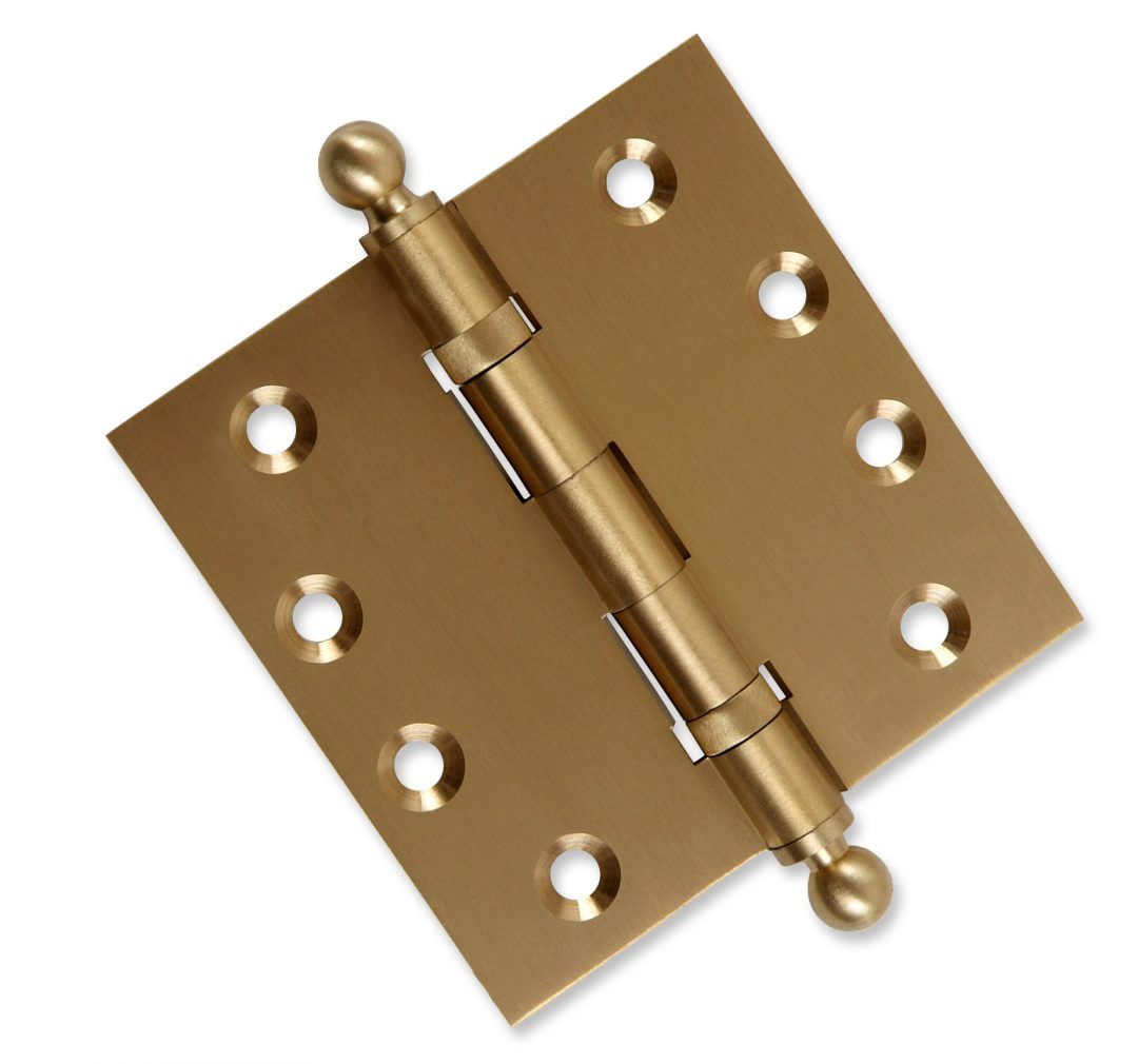 Door Hinge 4 x 4 Inch Solid Brass Ball Bearing Satin Brass (US4)