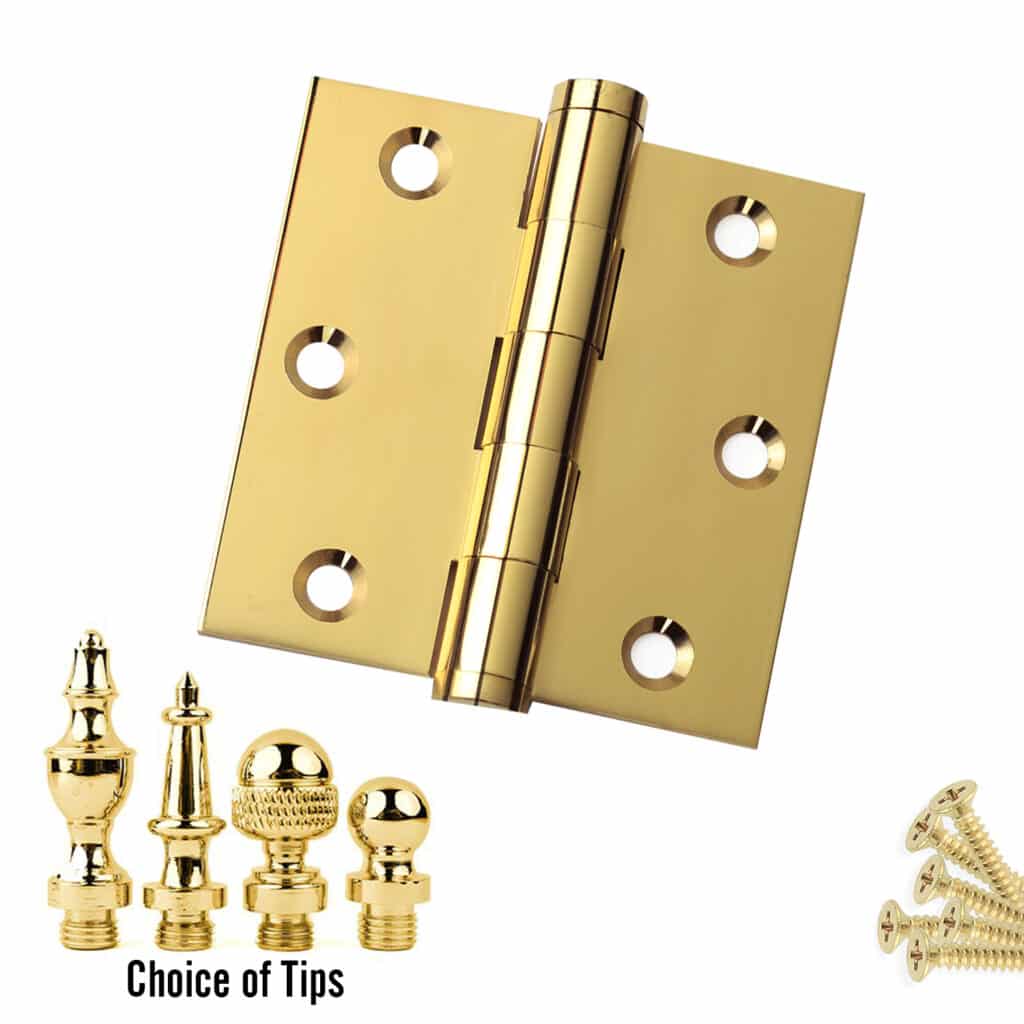 Door Hinge 3 x 3 Solid Brass - Polished Brass (US3)